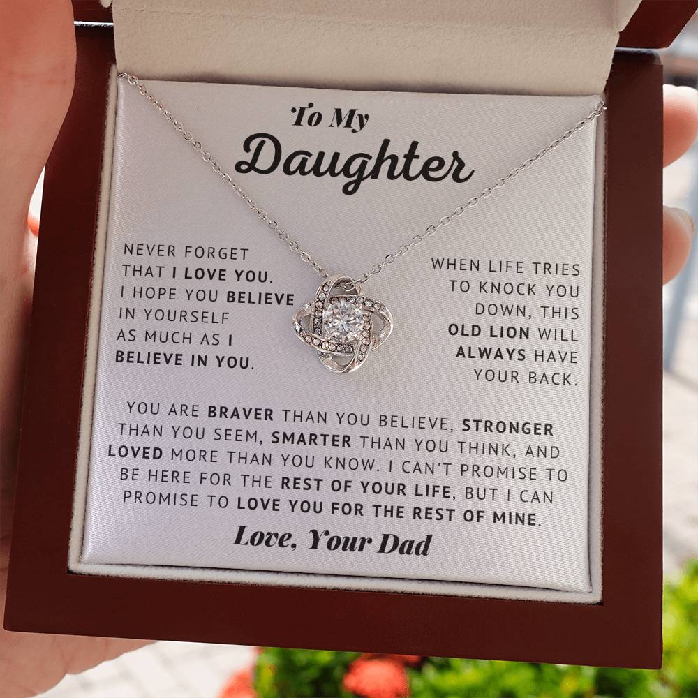 Daughter - Believe - Love Knot Necklace