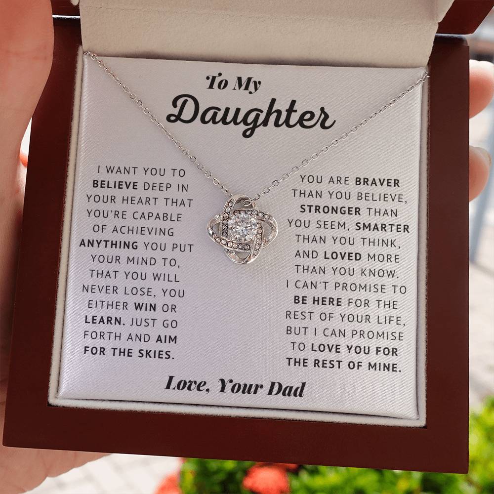 Daughter - Believe - Love Knot Necklace