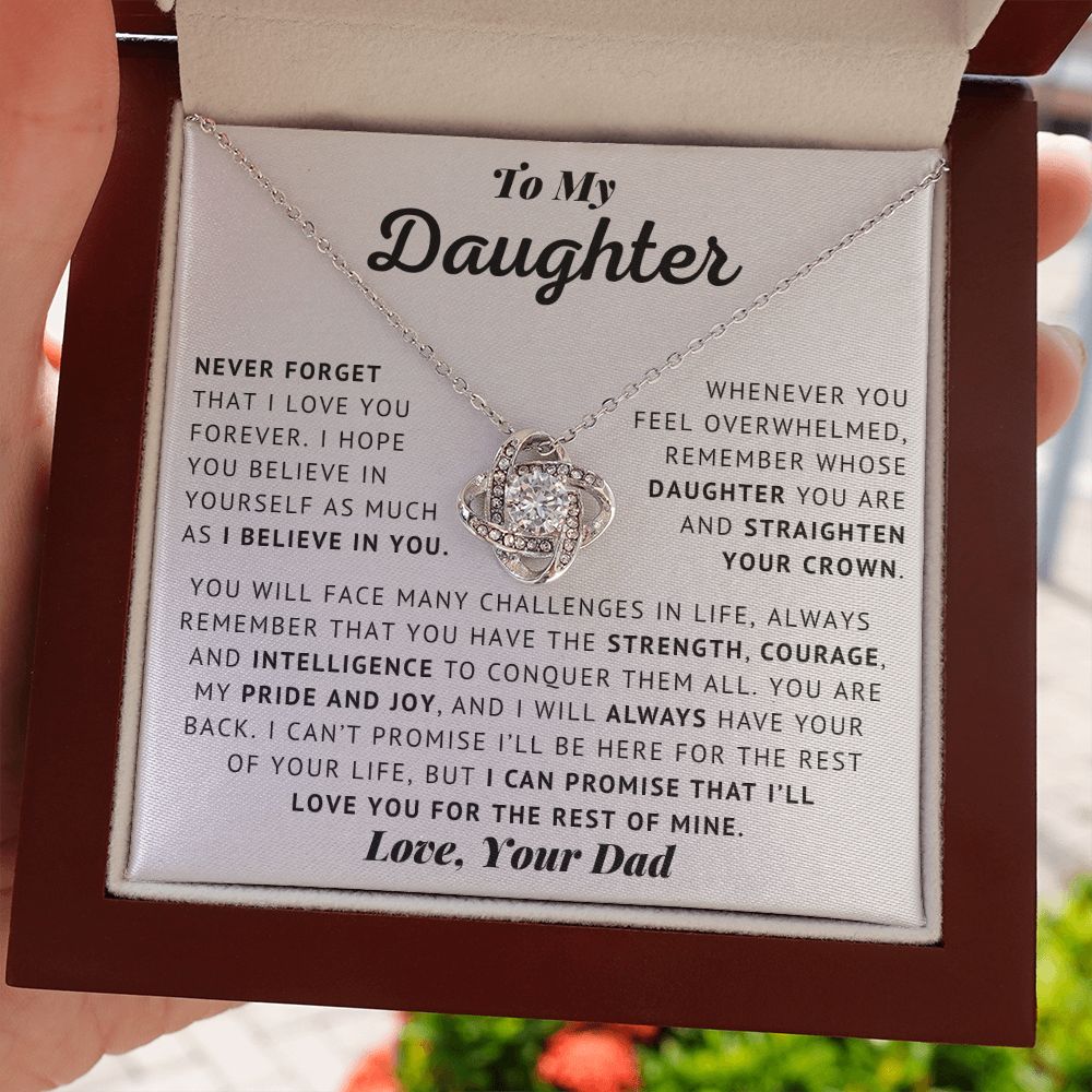 To My Daughter - I Believe In You - Love Knot Necklace