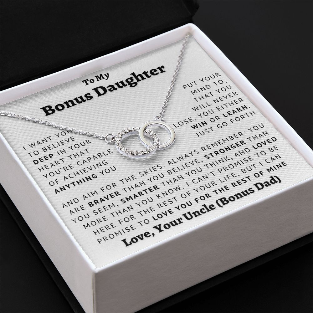 To My Bonus Daughter - Aim For The Skies - Love, Uncle Perfect Pair Necklace