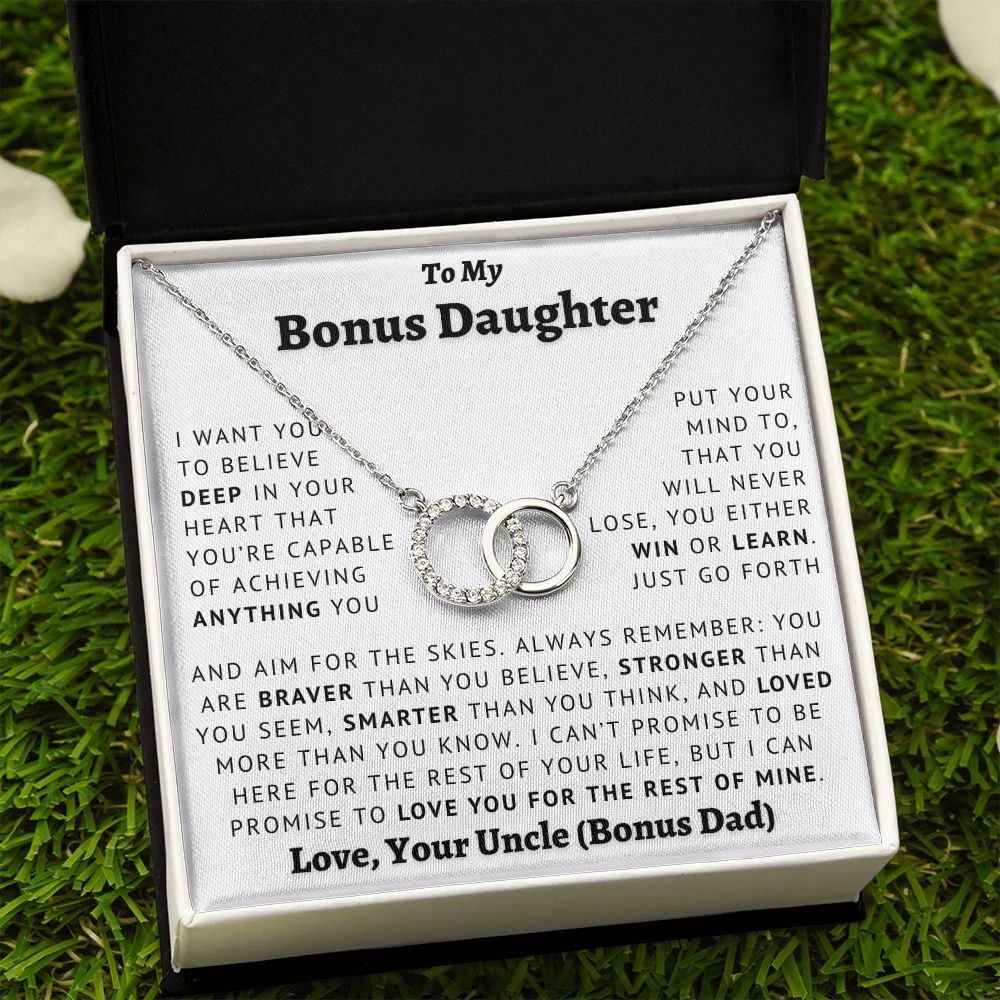 To My Bonus Daughter - Aim For The Skies - Love, Uncle Perfect Pair Necklace