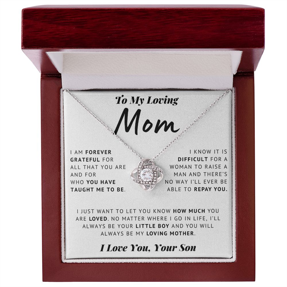 To My Loving Mom - Forever Grateful - Love Knot Necklace