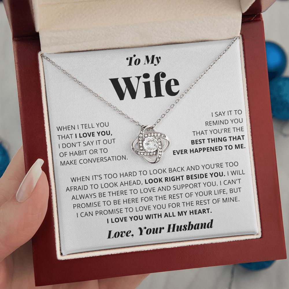 Wife - I Love You - Love Knot Necklace