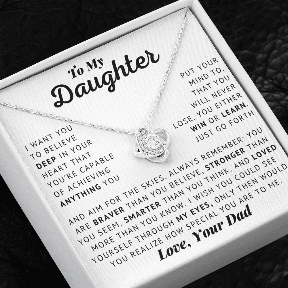 To My Daughter - Through My Eyes - Love Knot Necklace